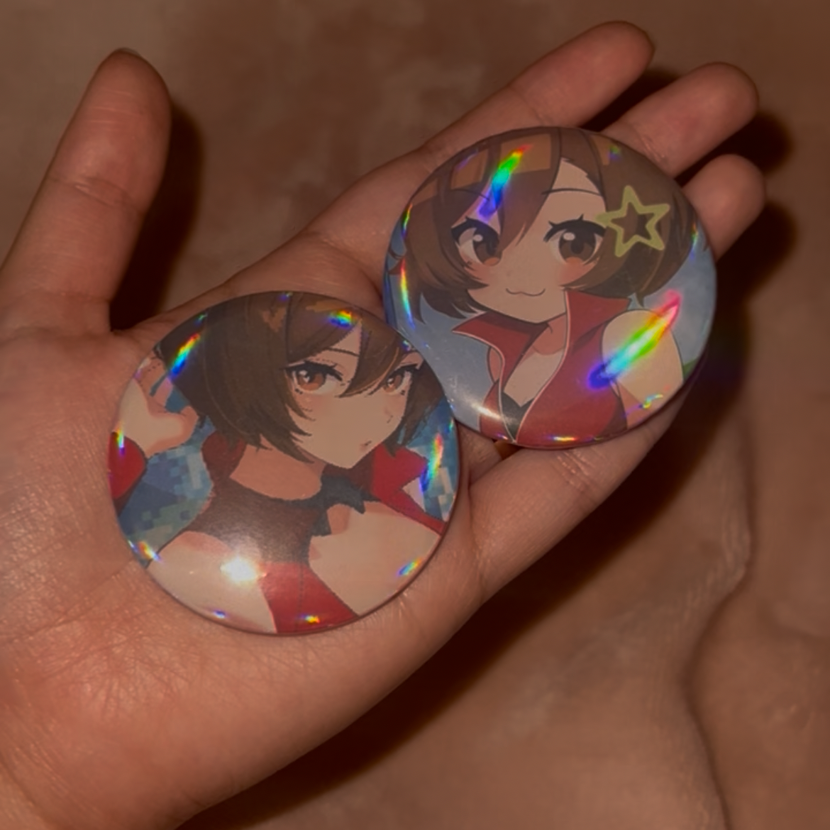 Chibi Meiko Rainbow Holo Pin