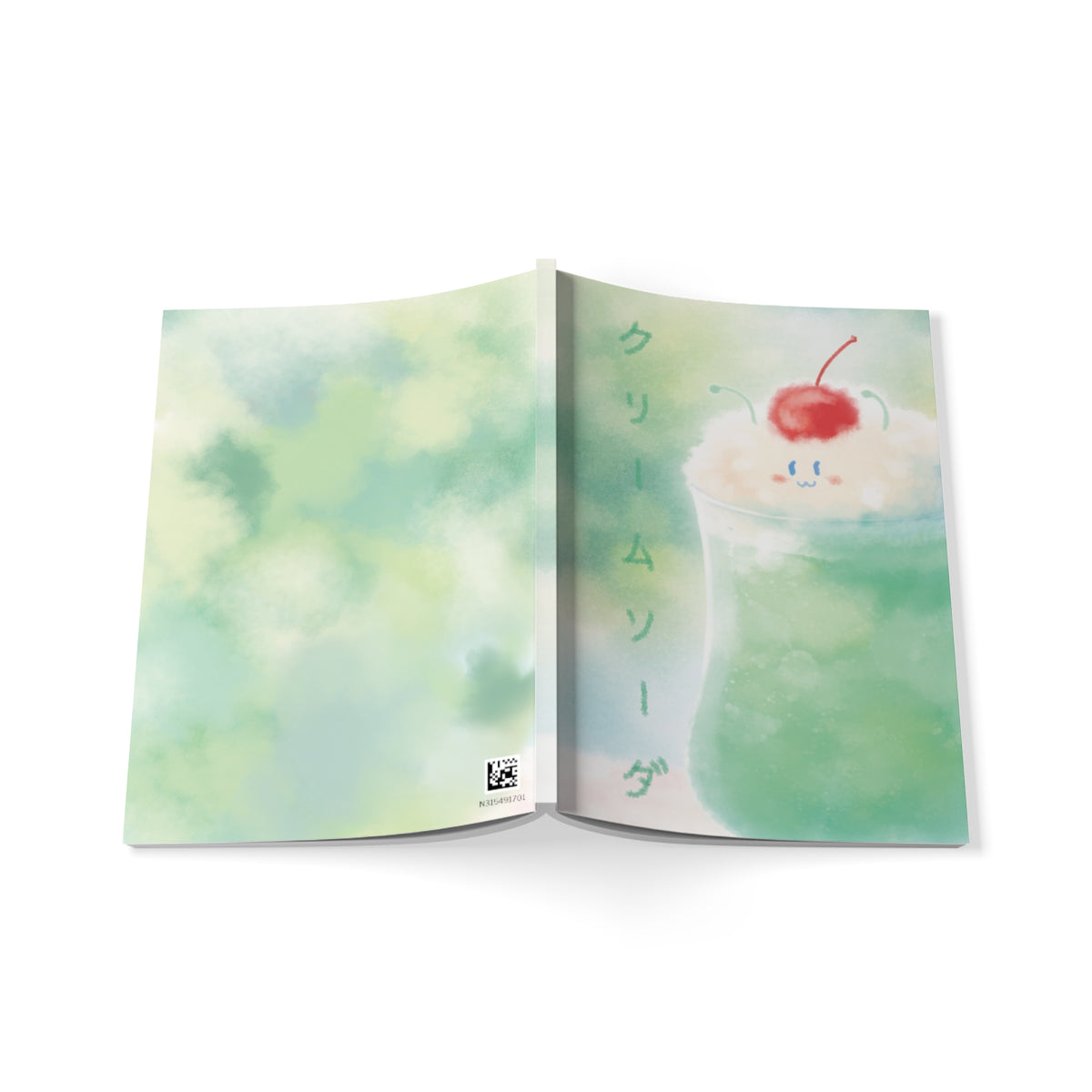 Cream Soda A5 Notebook — Cute Kawaii Green Soda Illustration