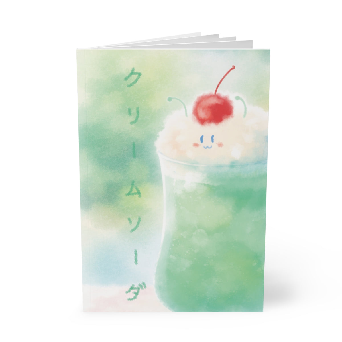 Cream Soda A5 Notebook — Cute Kawaii Green Soda Illustration