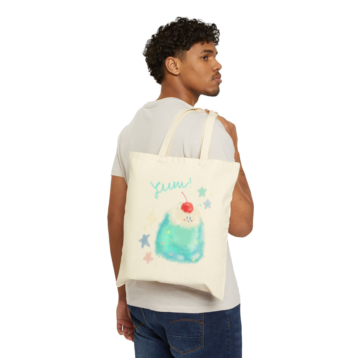 Blue jelly alien tote bag
