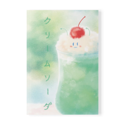 Cream Soda A5 Notebook — Cute Kawaii Green Soda Illustration